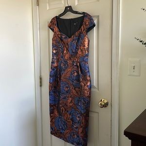 MIDI metallic cap sleeve dress